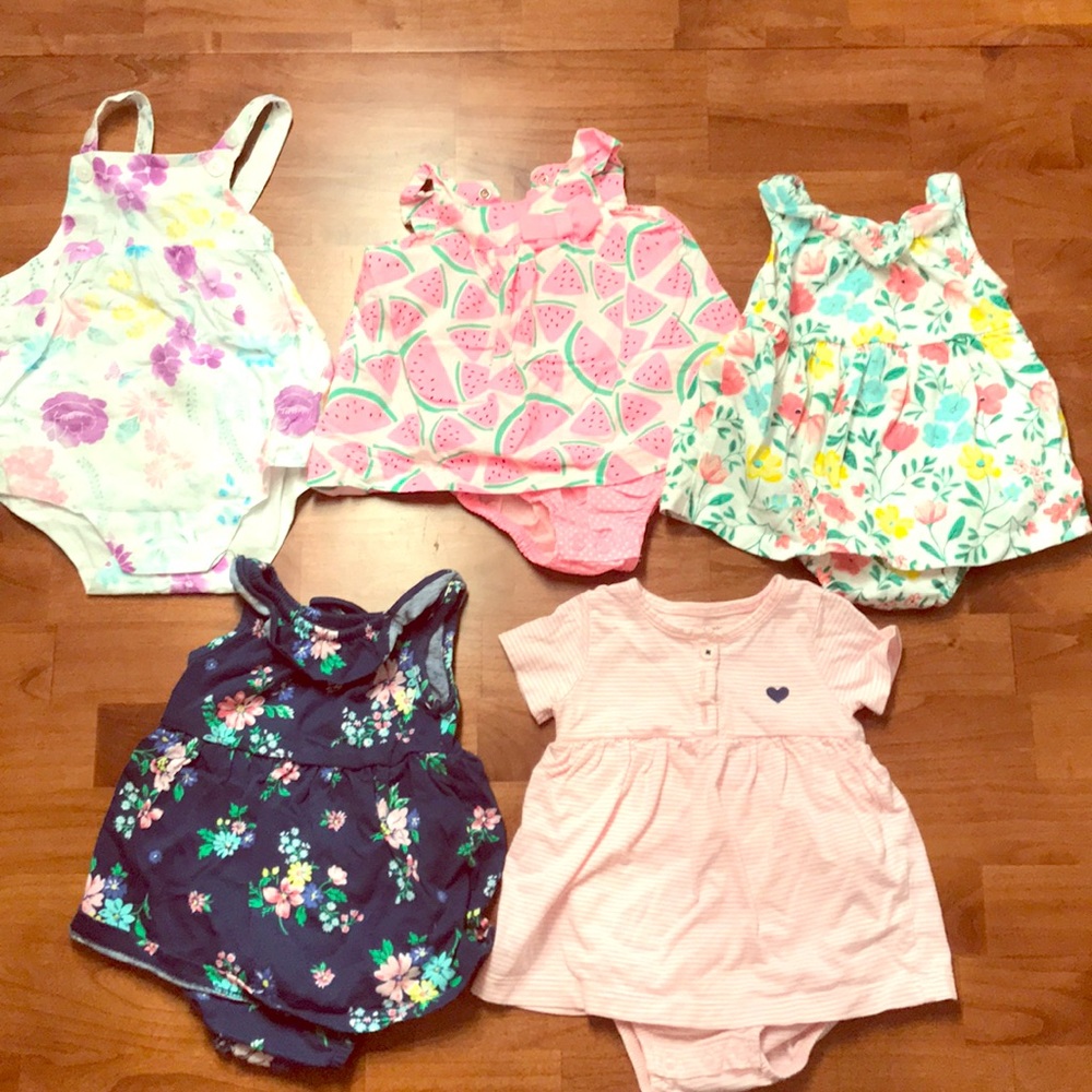 Lot of 5 girls 9month summer one pieces